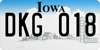 IA license plate DKG018