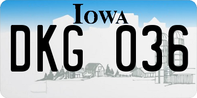 IA license plate DKG036