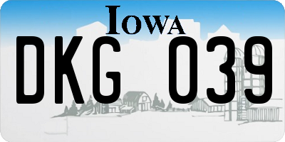 IA license plate DKG039