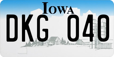 IA license plate DKG040