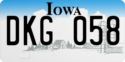 IA license plate DKG058