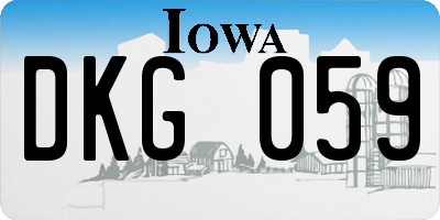 IA license plate DKG059