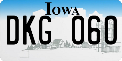 IA license plate DKG060