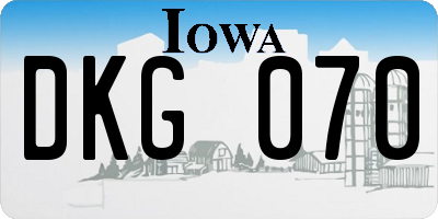 IA license plate DKG070
