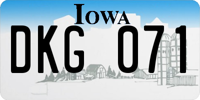 IA license plate DKG071