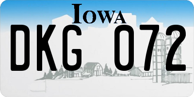 IA license plate DKG072