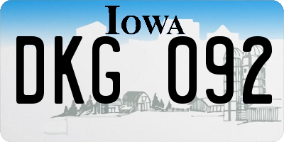 IA license plate DKG092