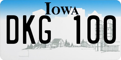 IA license plate DKG100