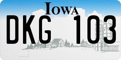 IA license plate DKG103