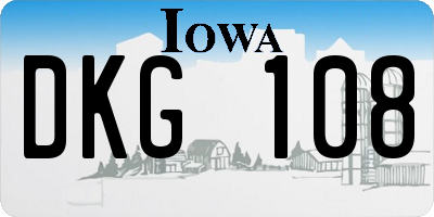 IA license plate DKG108