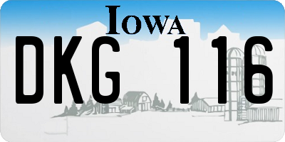 IA license plate DKG116