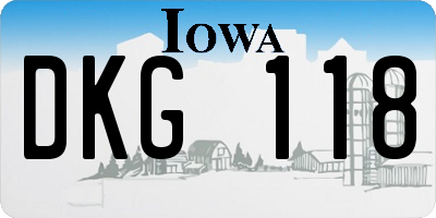 IA license plate DKG118