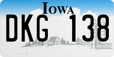 IA license plate DKG138