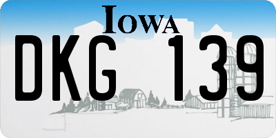 IA license plate DKG139