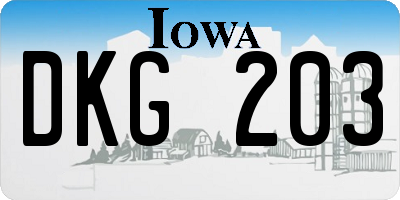 IA license plate DKG203