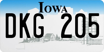 IA license plate DKG205