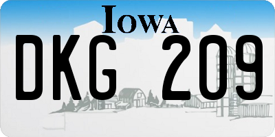 IA license plate DKG209