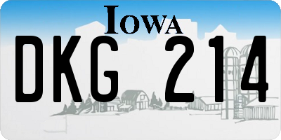 IA license plate DKG214