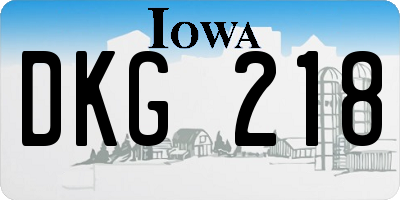 IA license plate DKG218