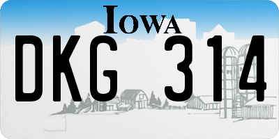 IA license plate DKG314