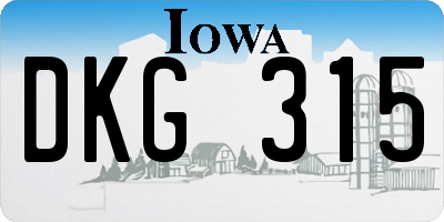 IA license plate DKG315