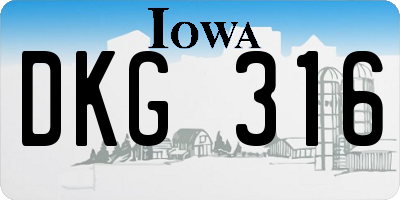 IA license plate DKG316