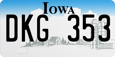 IA license plate DKG353