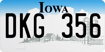 IA license plate DKG356