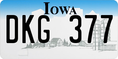 IA license plate DKG377