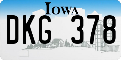 IA license plate DKG378