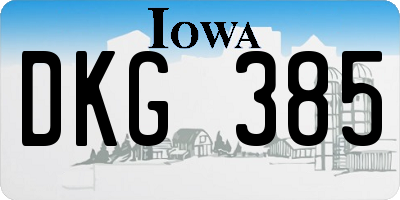 IA license plate DKG385
