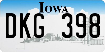 IA license plate DKG398