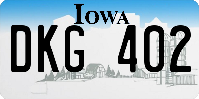 IA license plate DKG402