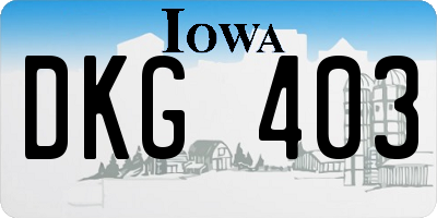 IA license plate DKG403