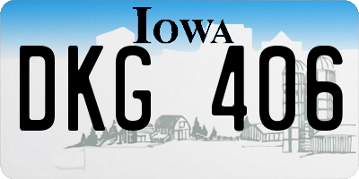 IA license plate DKG406