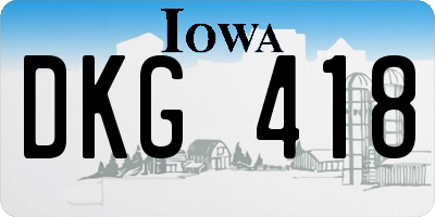 IA license plate DKG418