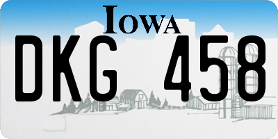 IA license plate DKG458