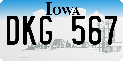 IA license plate DKG567