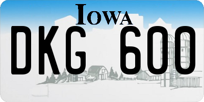 IA license plate DKG600