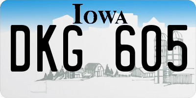 IA license plate DKG605