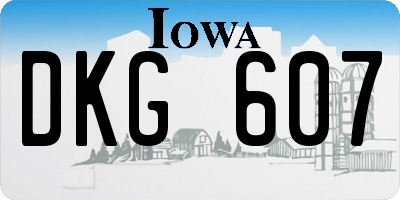 IA license plate DKG607