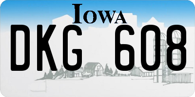 IA license plate DKG608