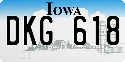 IA license plate DKG618