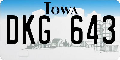 IA license plate DKG643