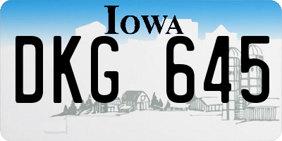 IA license plate DKG645