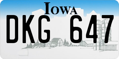 IA license plate DKG647
