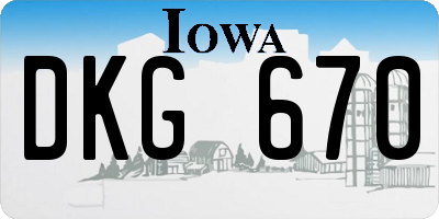 IA license plate DKG670
