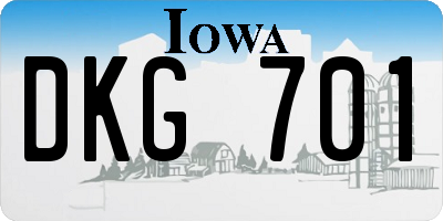 IA license plate DKG701