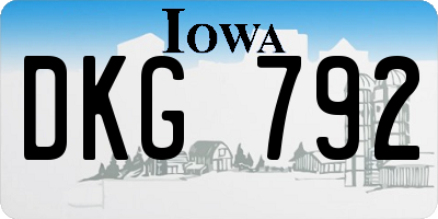 IA license plate DKG792