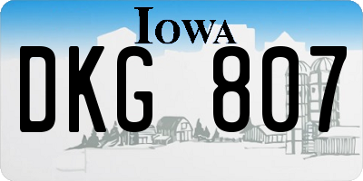 IA license plate DKG807